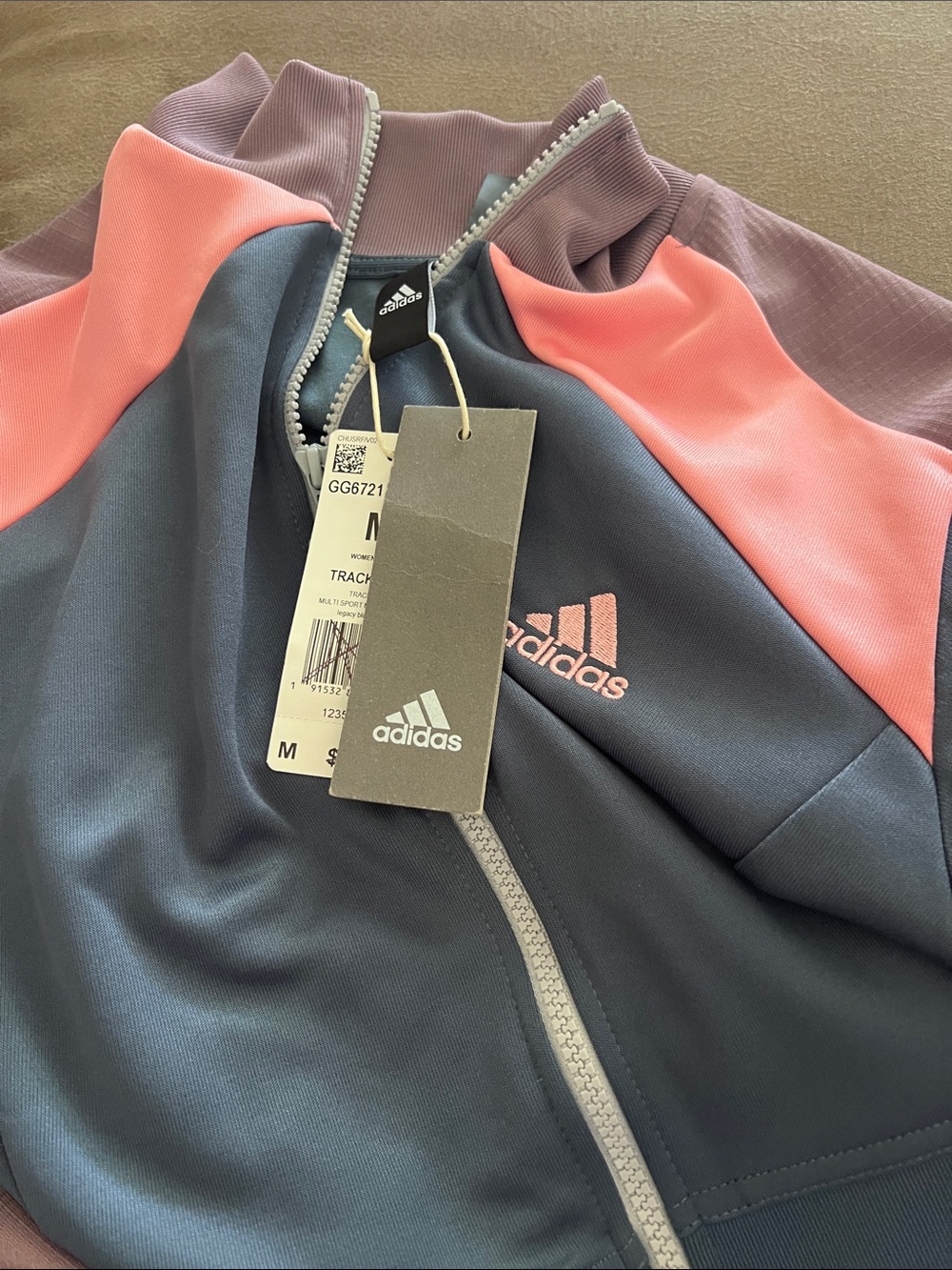 Adidas Navy Blue Pink Cropped Track Jacket New With Tags Size Medium - Picture 6 of 6